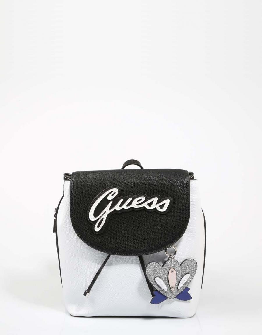 GUESS BAGS Varsity Pop Pin Up Backpack White