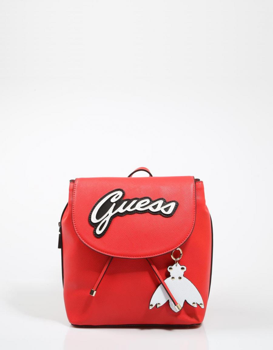 GUESS BAGS Varsity Pop Pin Up Backpack Rojo