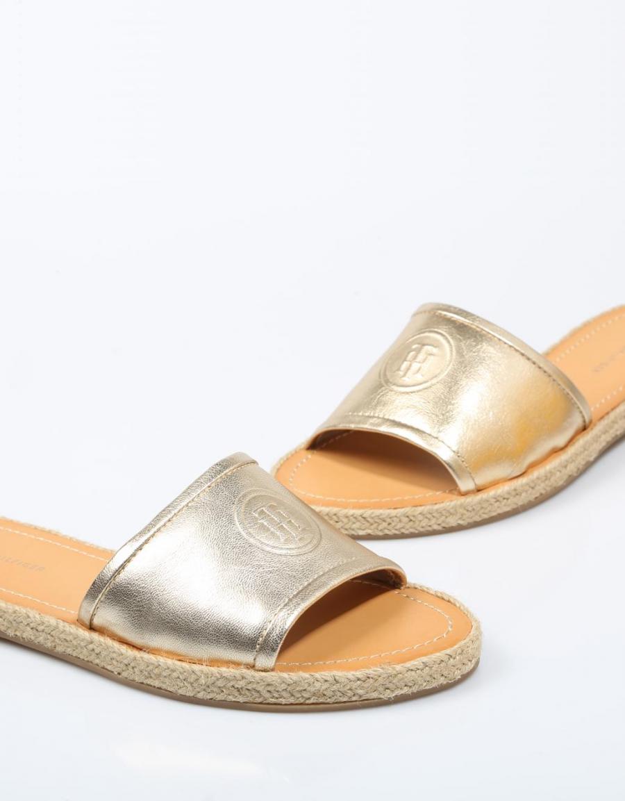 TOMMY HILFIGER Leather Flat Mule Gold