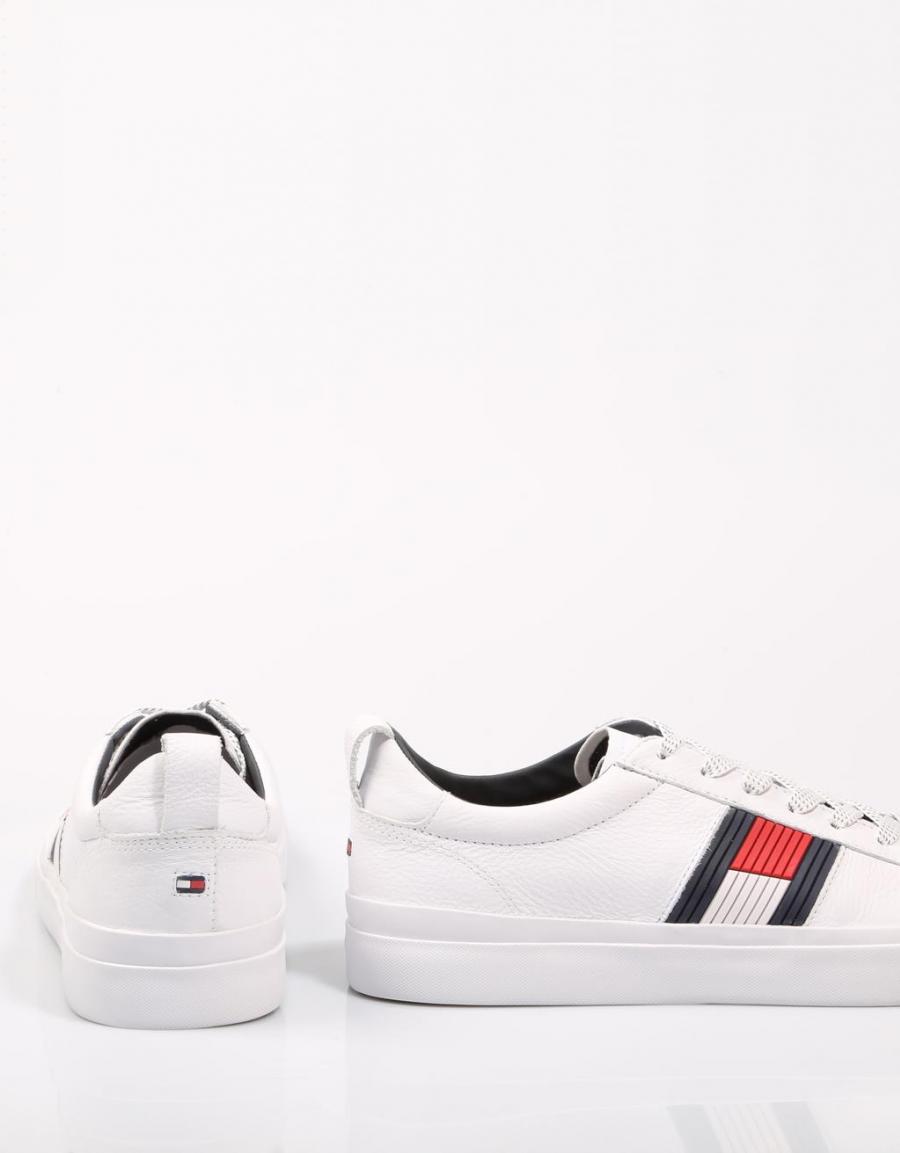 TOMMY HILFIGER Flag Detail Leather Sneaker White