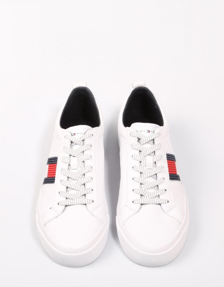 TOMMY HILFIGER Flag Detail Leather Sneaker White