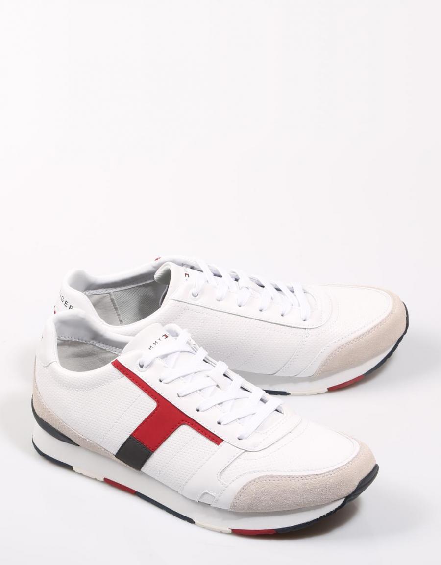 TOMMY HILFIGER Corporate Leather Mix Sneaker Blanc