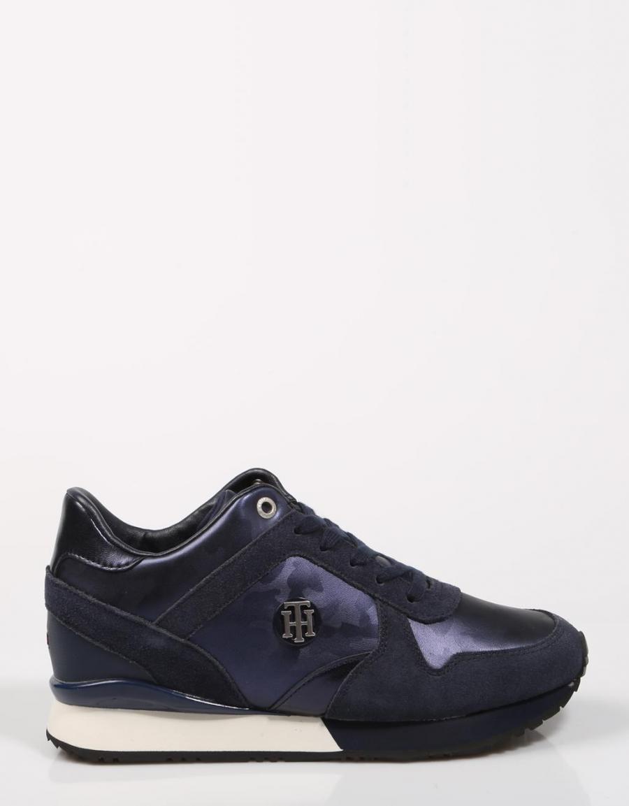 TOMMY HILFIGER Camo Metallic Wedge Sneaker Navy Blue