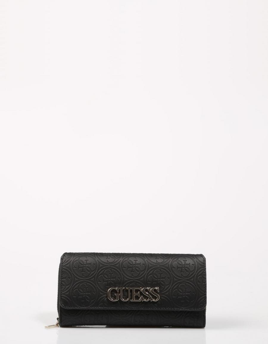 GUESS BAGS Heritage Pop Slg Lrg Cltch Org Black