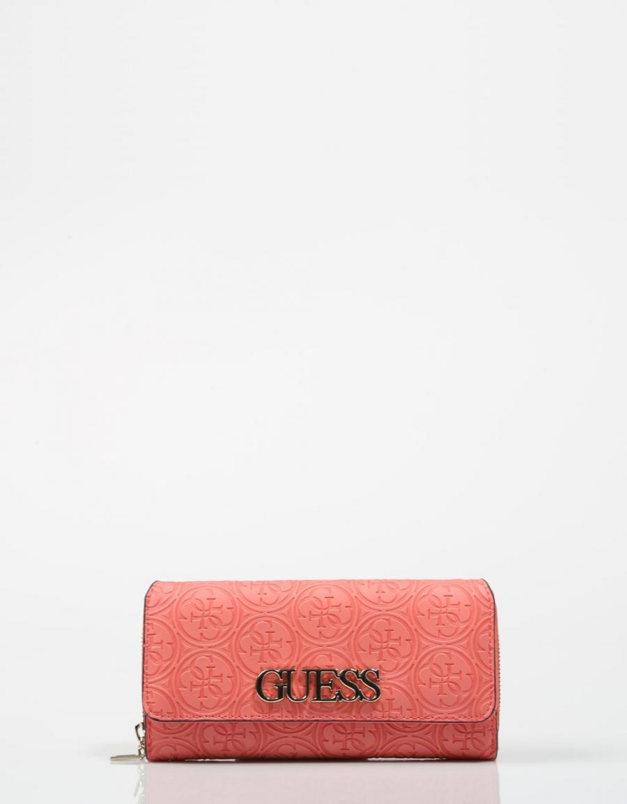 GUESS BAGS Heritage Pop Slg Lrg Cltch Org Pink