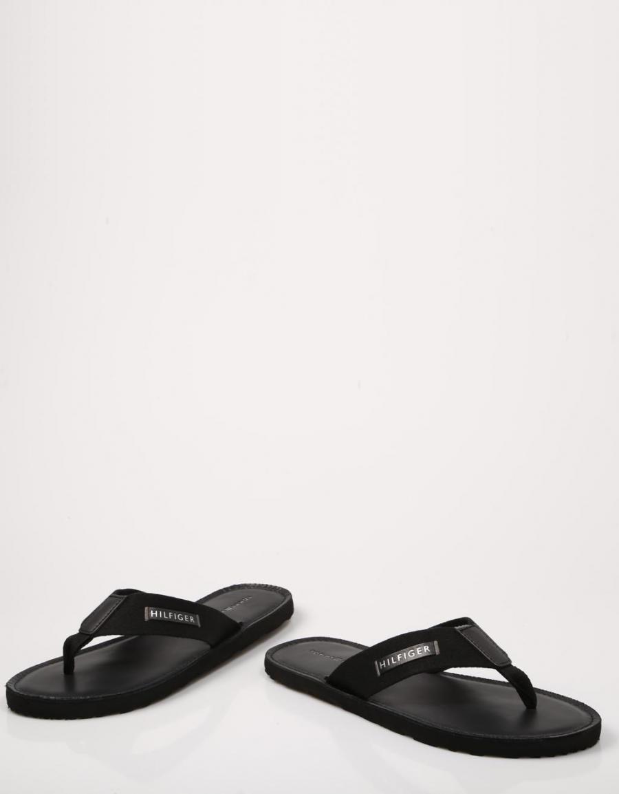 TOMMY HILFIGER Elevated Leather Beach Sandal Preto