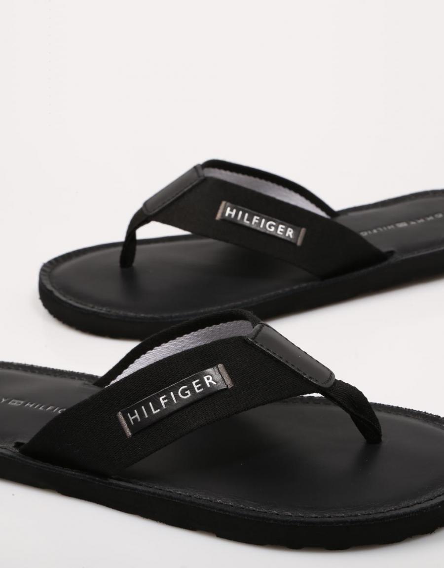 TOMMY HILFIGER Elevated Leather Beach Sandal Negro
