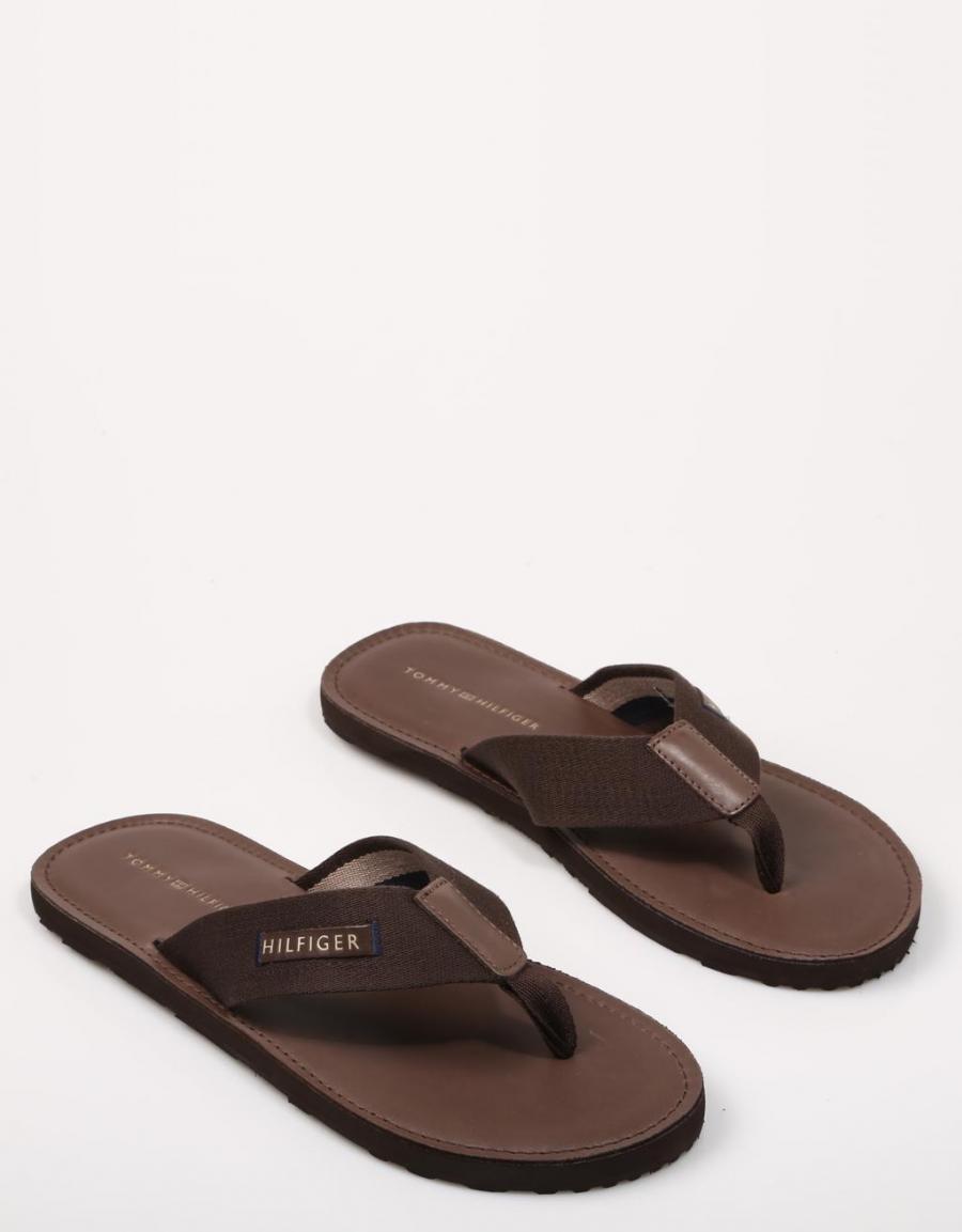 TOMMY HILFIGER Elevated Leather Beach Sandal Brown