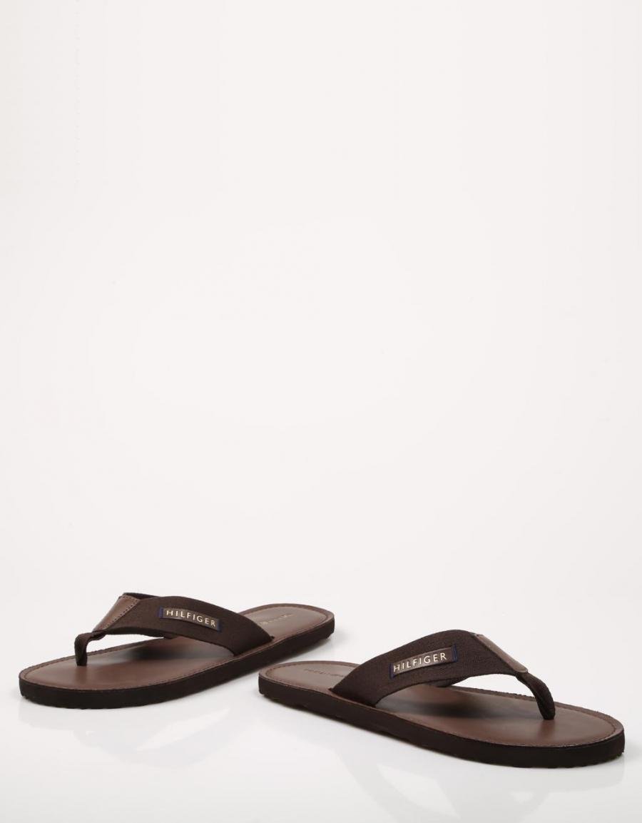 TOMMY HILFIGER Elevated Leather Beach Sandal Marron