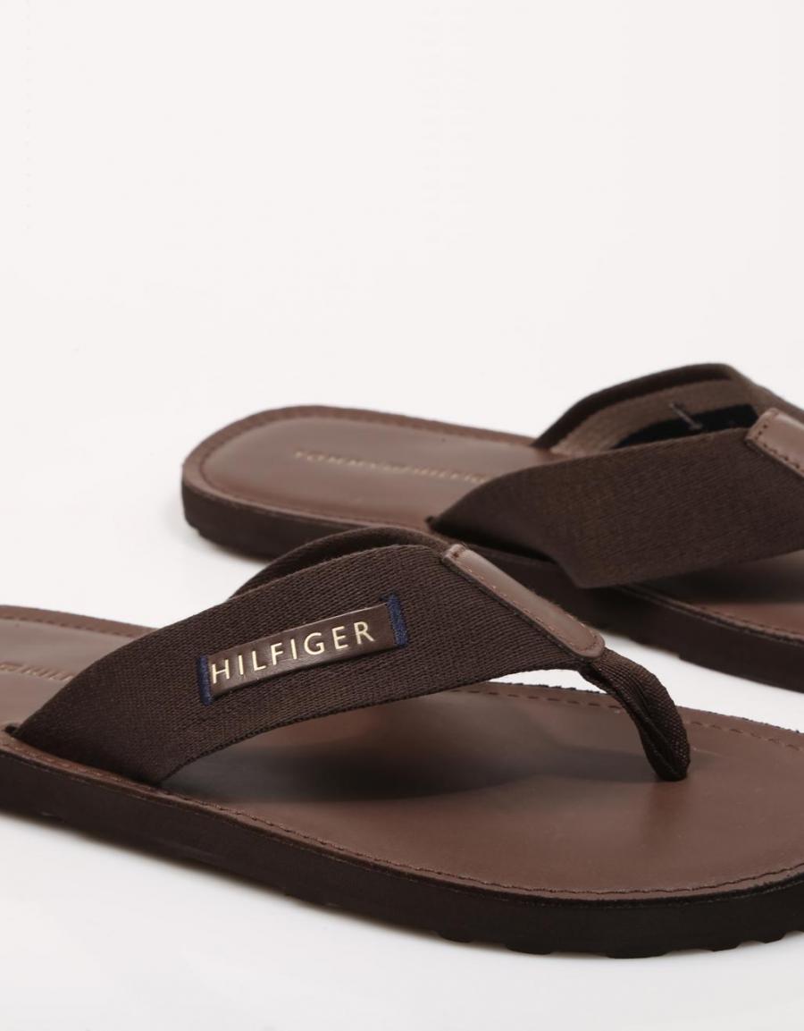 TOMMY HILFIGER Elevated Leather Beach Sandal Marron