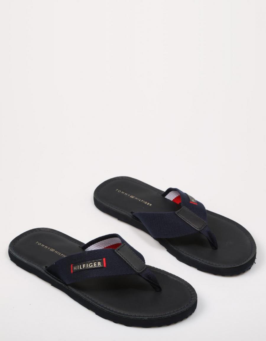 TOMMY HILFIGER Elevated Leather Beach Sandal Navy Blue