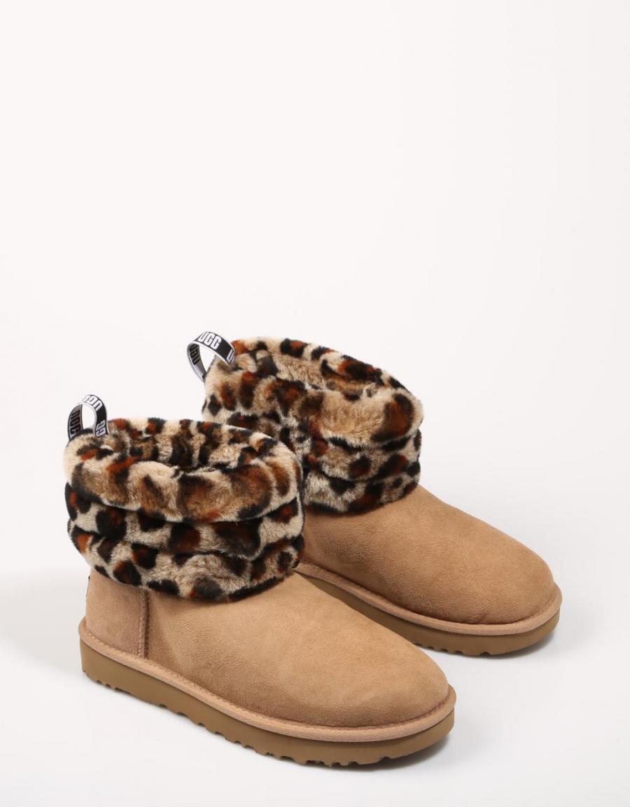 UGG Fluff Mini Quilted Leopard Couro