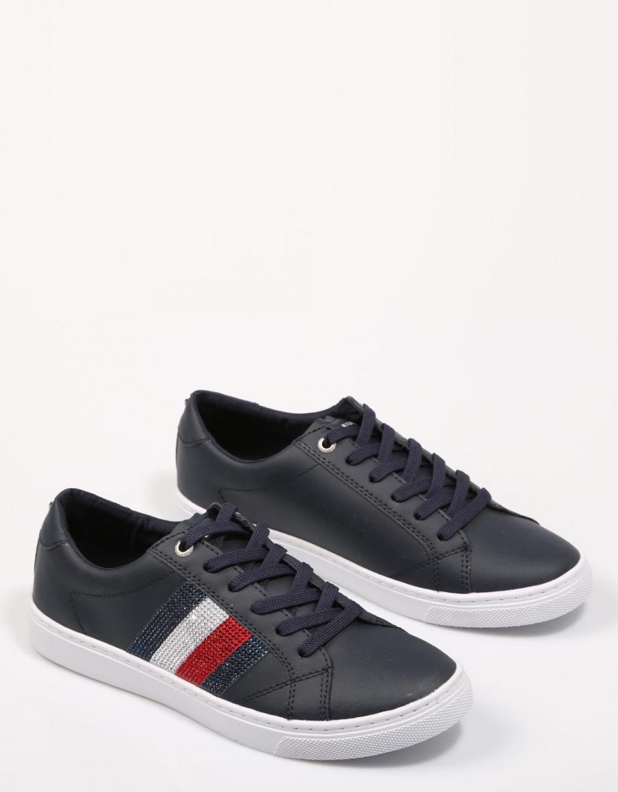 TOMMY HILFIGER Crystal Leather Casual Sneaker Navy Blue