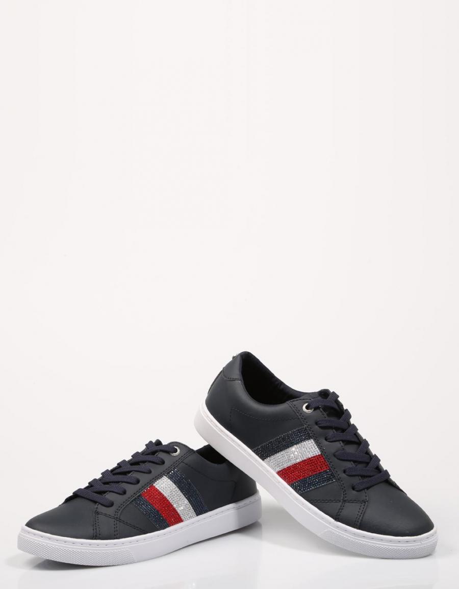 TOMMY HILFIGER Crystal Leather Casual Sneaker Navy Blue