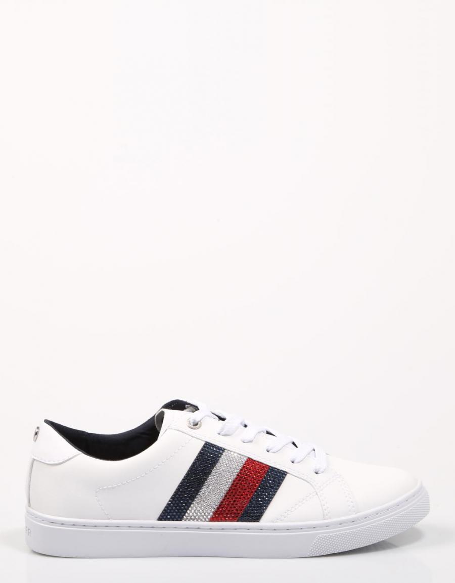 TOMMY HILFIGER Crystal Leather Casual Sneaker White