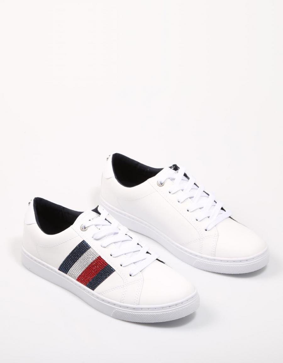TOMMY HILFIGER Crystal Leather Casual Sneaker Branco