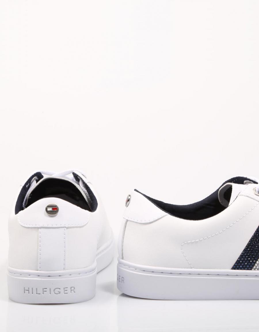 TOMMY HILFIGER Crystal Leather Casual Sneaker Blanc