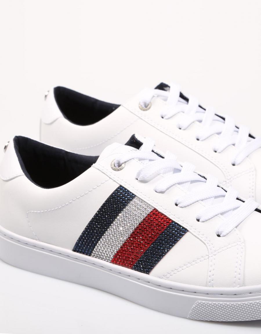 TOMMY HILFIGER Crystal Leather Casual Sneaker Blanco