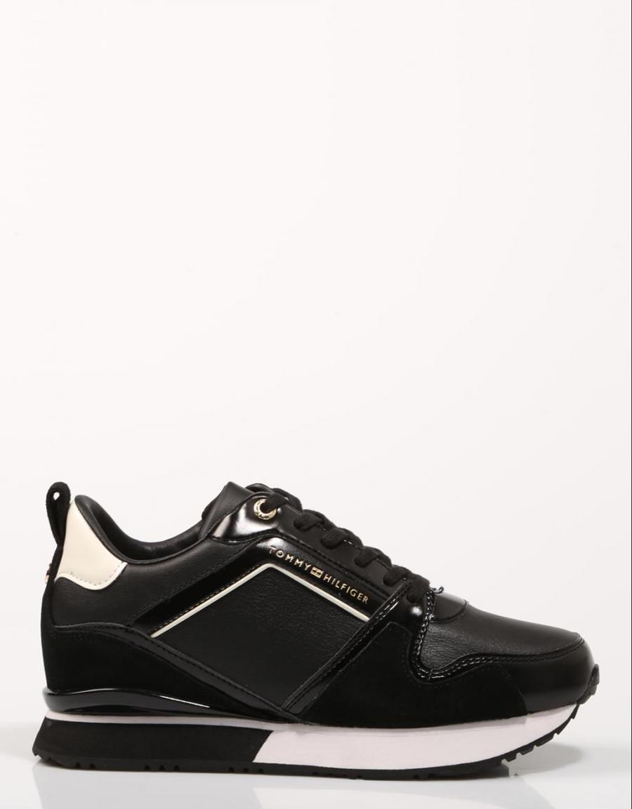 TOMMY HILFIGER Leather Wedge Sneaker Black
