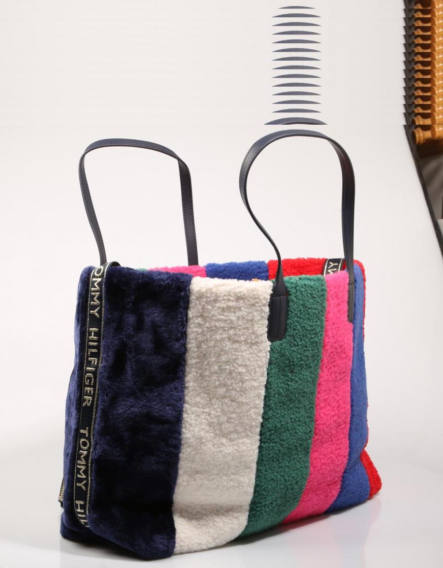 TOMMY HILFIGER Iconic Tommy Tote Rainbow Fur Multicolor