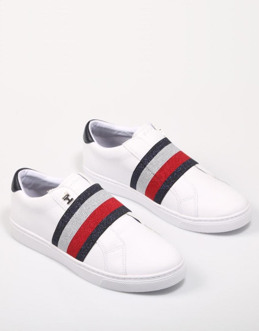 TOMMY HILFIGER Slip On Elastic Casual Sneaker White