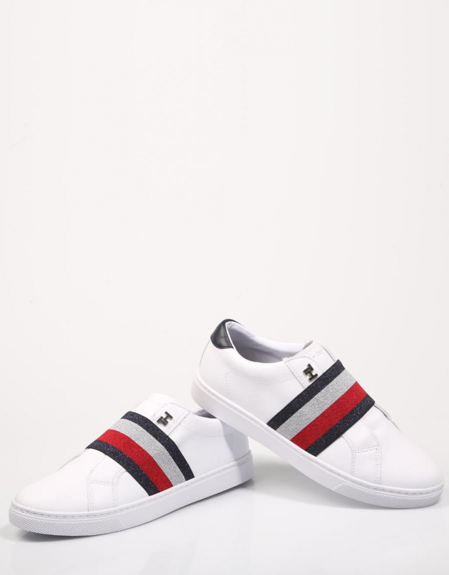 TOMMY HILFIGER Slip On Elastic Casual Sneaker White