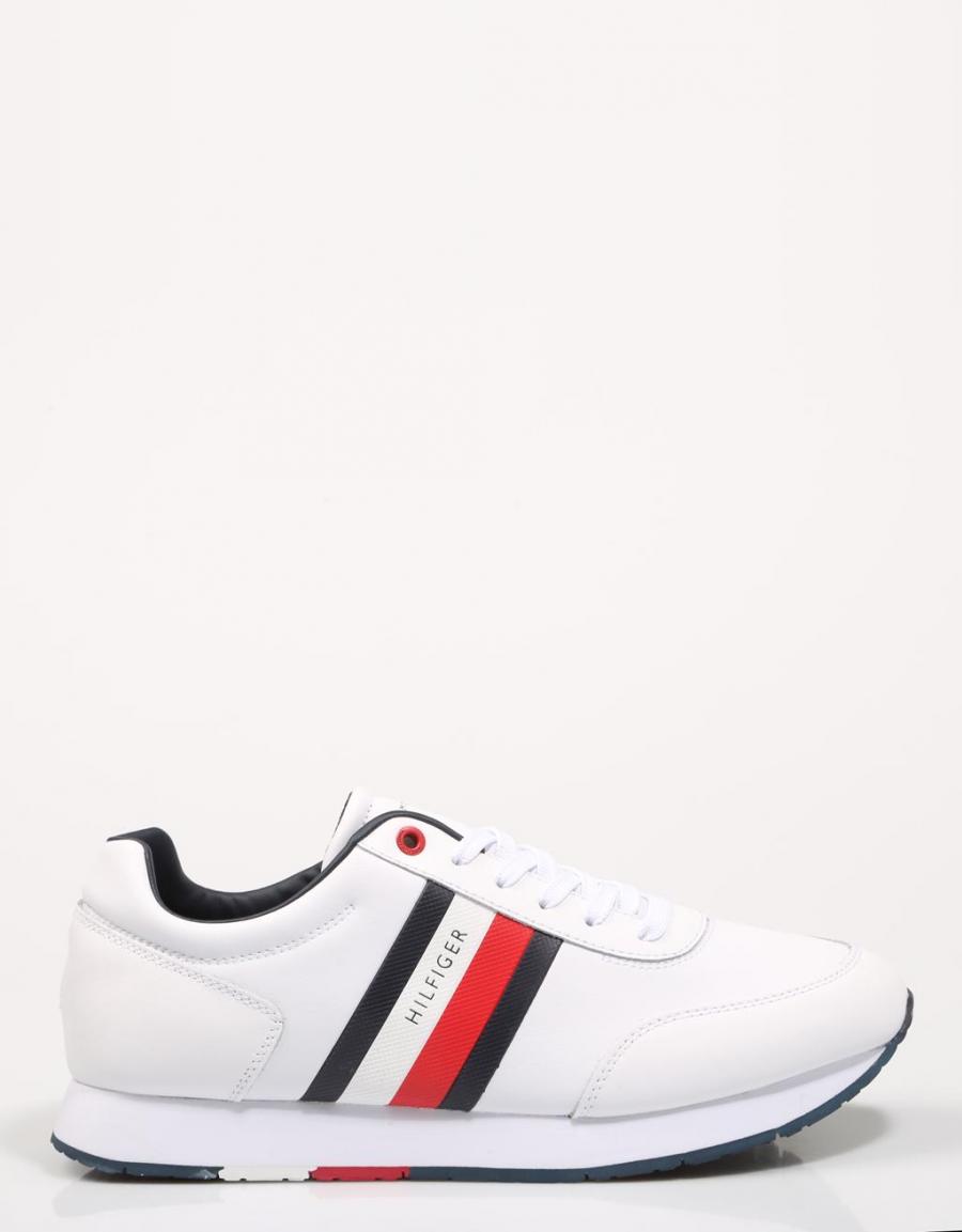 TOMMY HILFIGER Corporate Leather Flag Runner Blanco