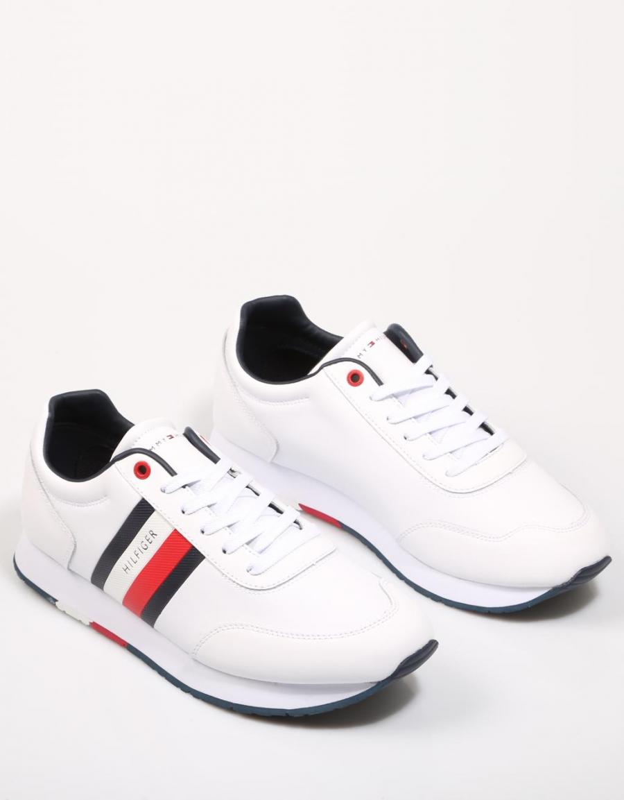 TOMMY HILFIGER Corporate Leather Flag Runner Blanco