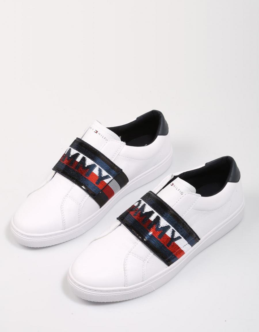 TOMMY HILFIGER Glitter Elastic Slip On Sneaker White