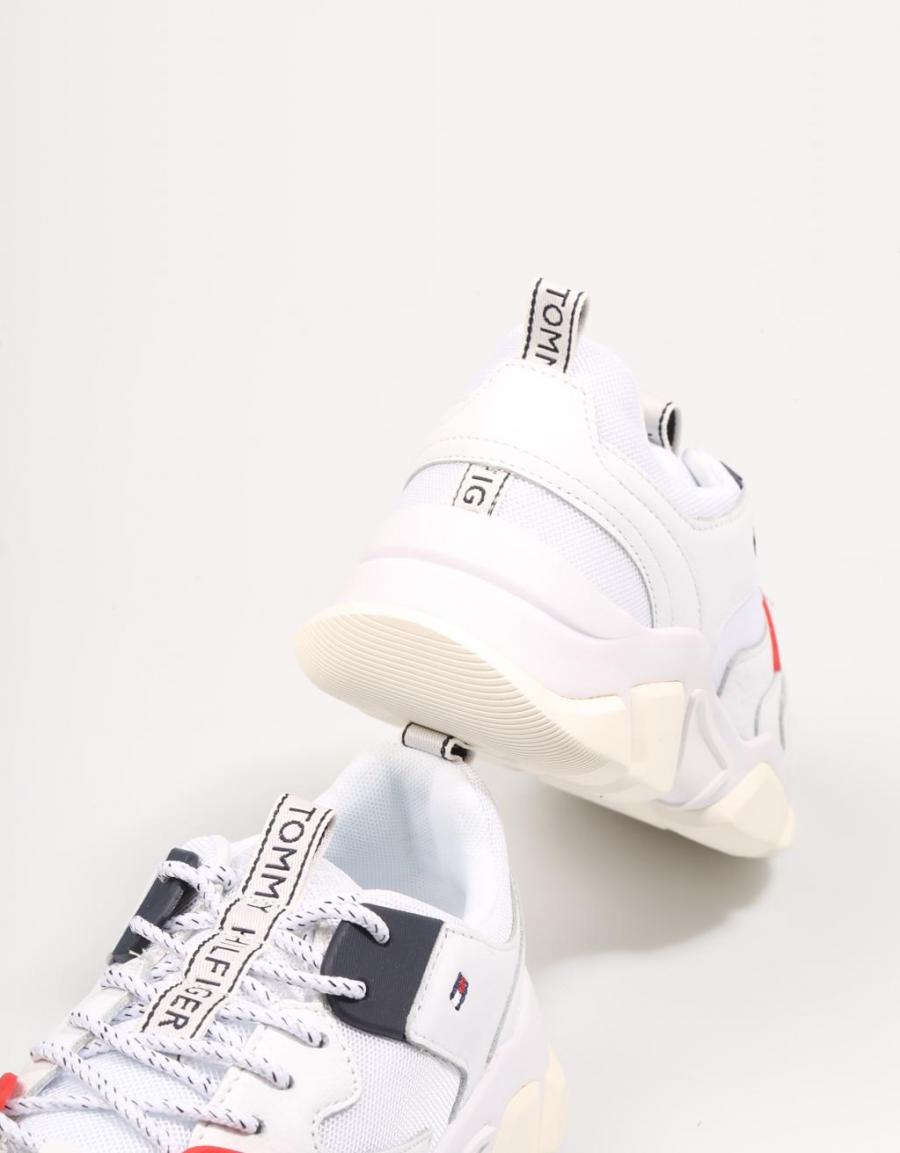 TOMMY HILFIGER Wmn Chunky Mixed Textile Trainer Blanco