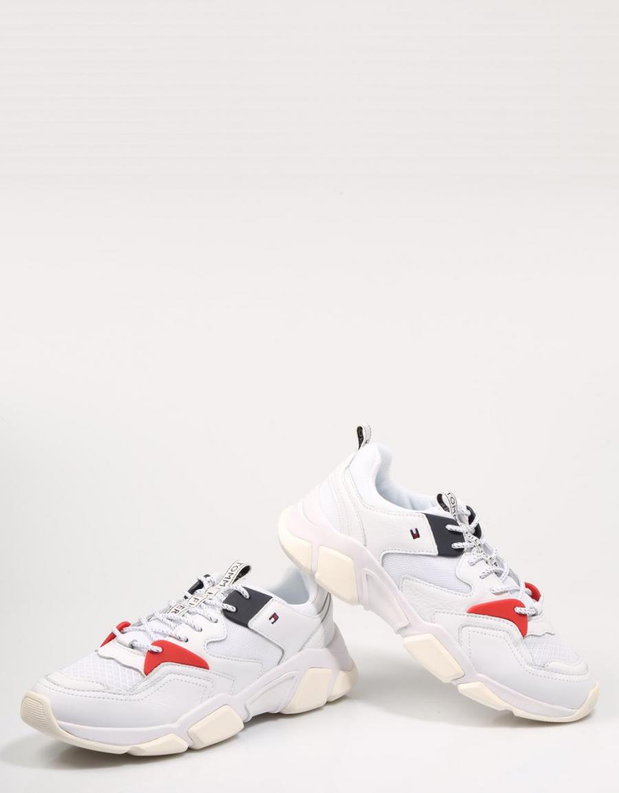 TOMMY HILFIGER Wmn Chunky Mixed Textile Trainer Blanc