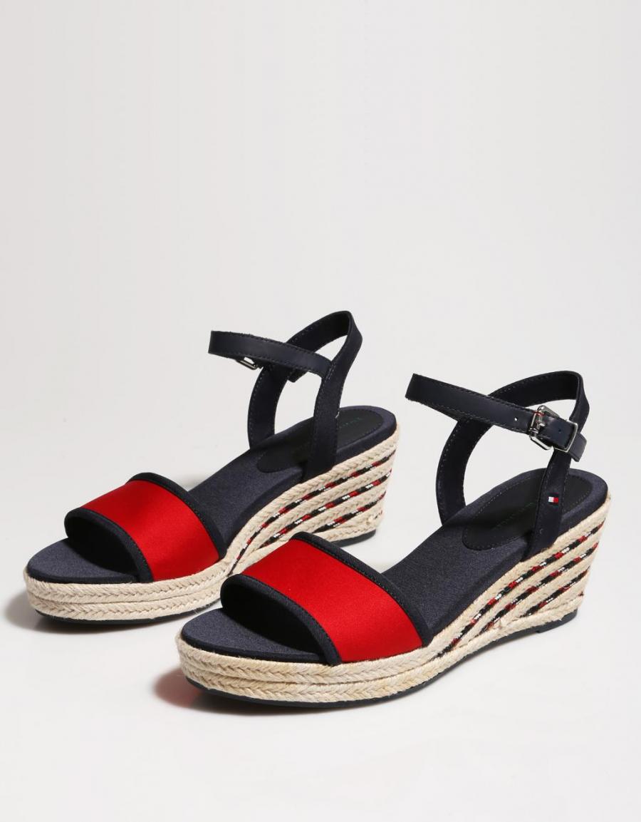 TOMMY HILFIGER Sporty Textile Mid Wedge Navy Blue