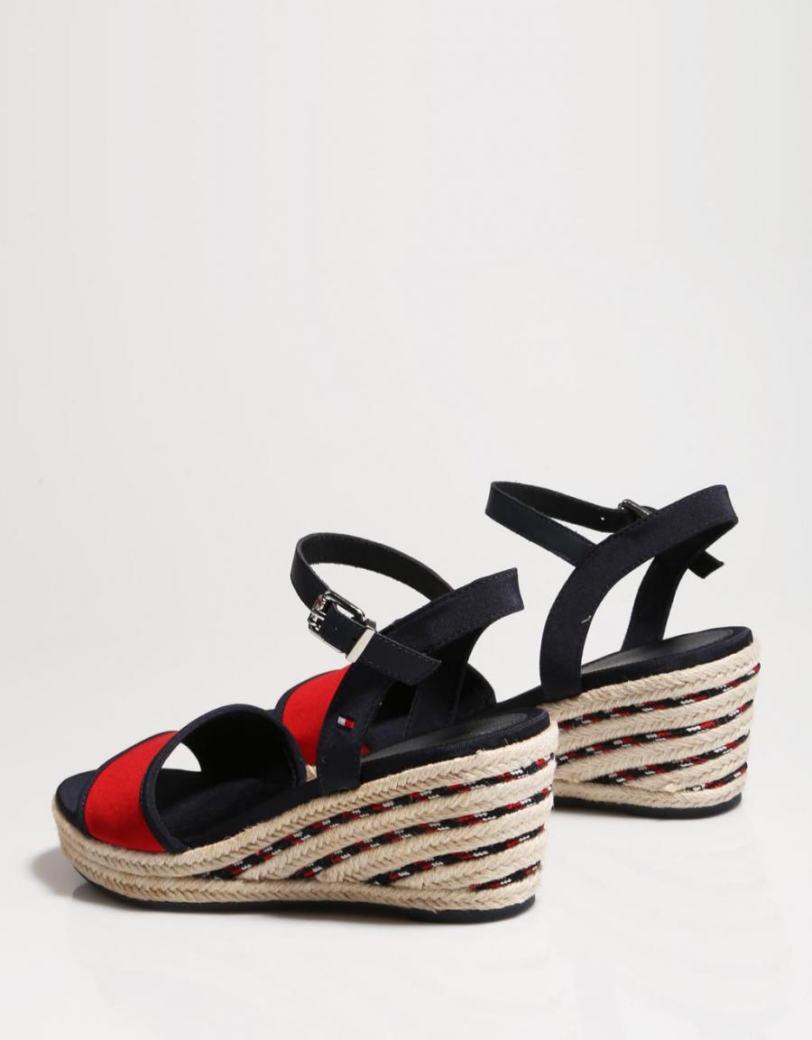 TOMMY HILFIGER Sporty Textile Mid Wedge Navy Blue