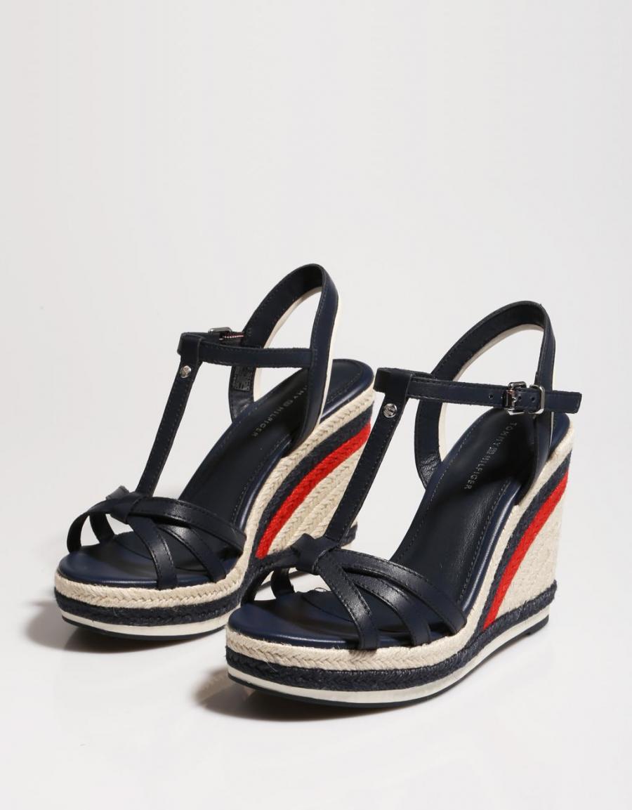 TOMMY HILFIGER Tommy Strappy High Wedge Navy Blue