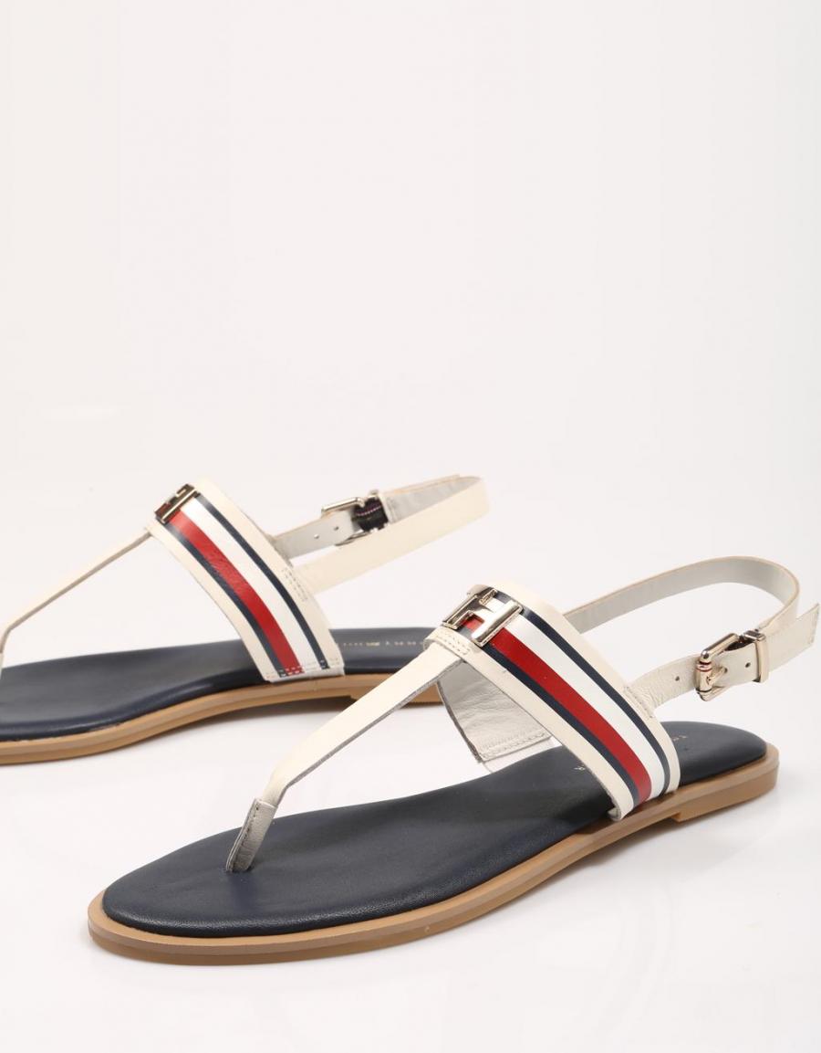 TOMMY HILFIGER Corporate Leather Flat Sandal Ice Blue