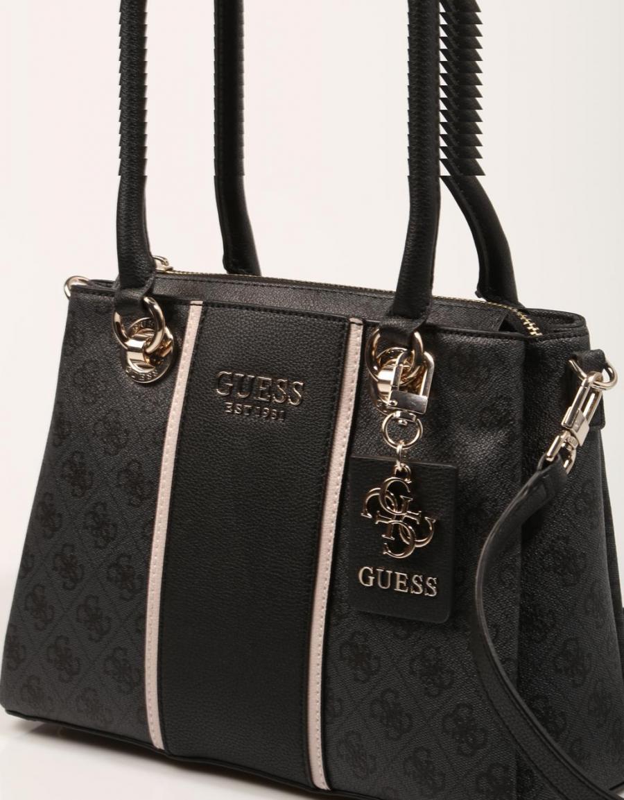 GUESS BAGS Cathleen 3 Compartment Satchel Preto