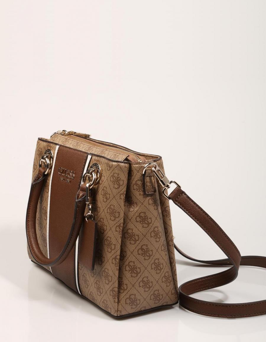 GUESS BAGS Cathleen 3 Compartment Satchel Brown