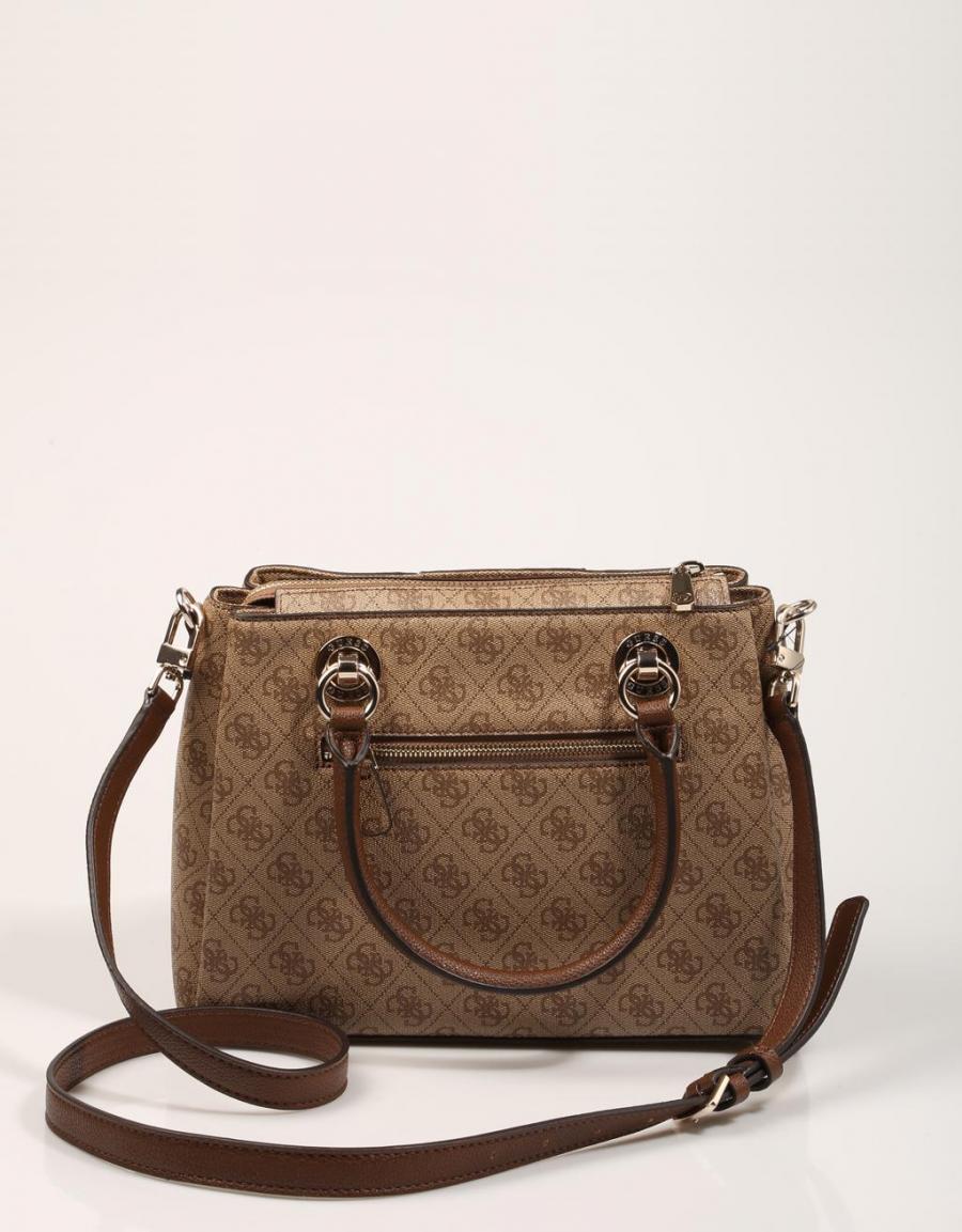 GUESS BAGS Cathleen 3 Compartment Satchel Brown