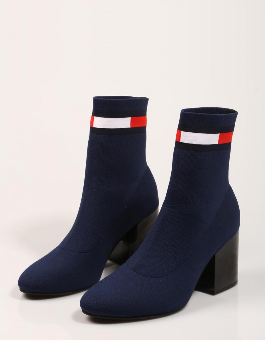 TOMMY HILFIGER Flag Sock Mid Heel Boot Azul marinho
