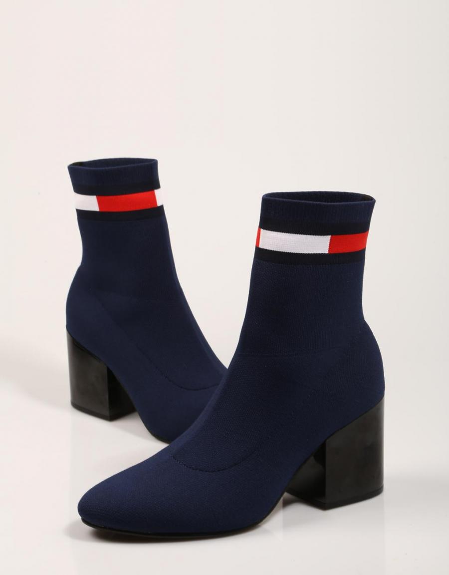 TOMMY HILFIGER Flag Sock Mid Heel Boot Azul marino