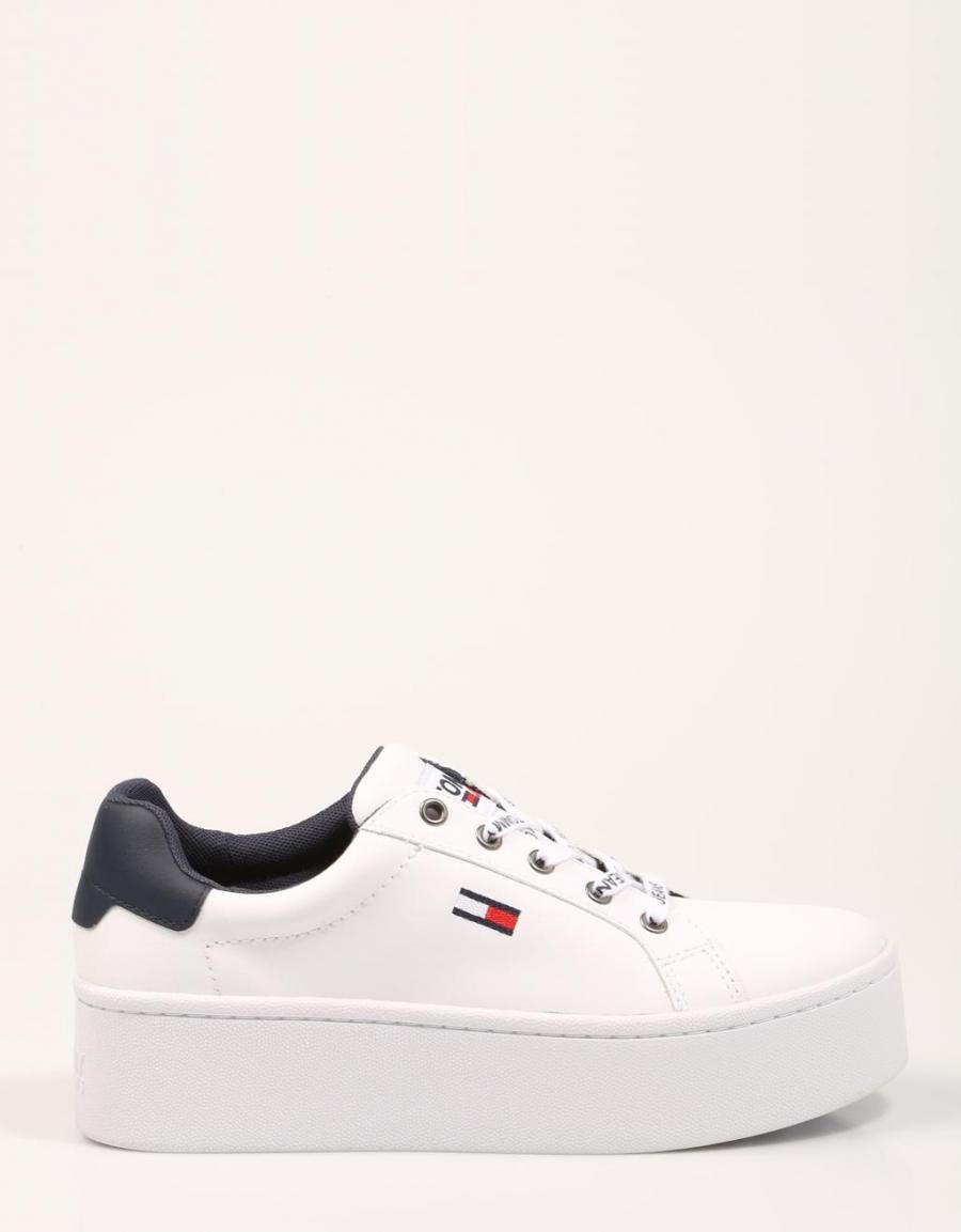 TOMMY HILFIGER Iconic Leather Flatform Sneaker Blanco