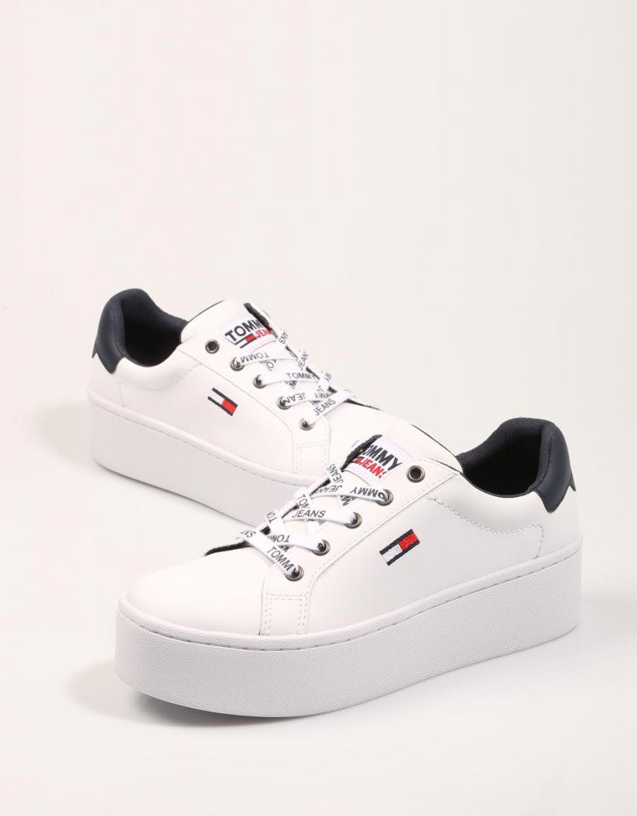 TOMMY HILFIGER Iconic Leather Flatform Sneaker White