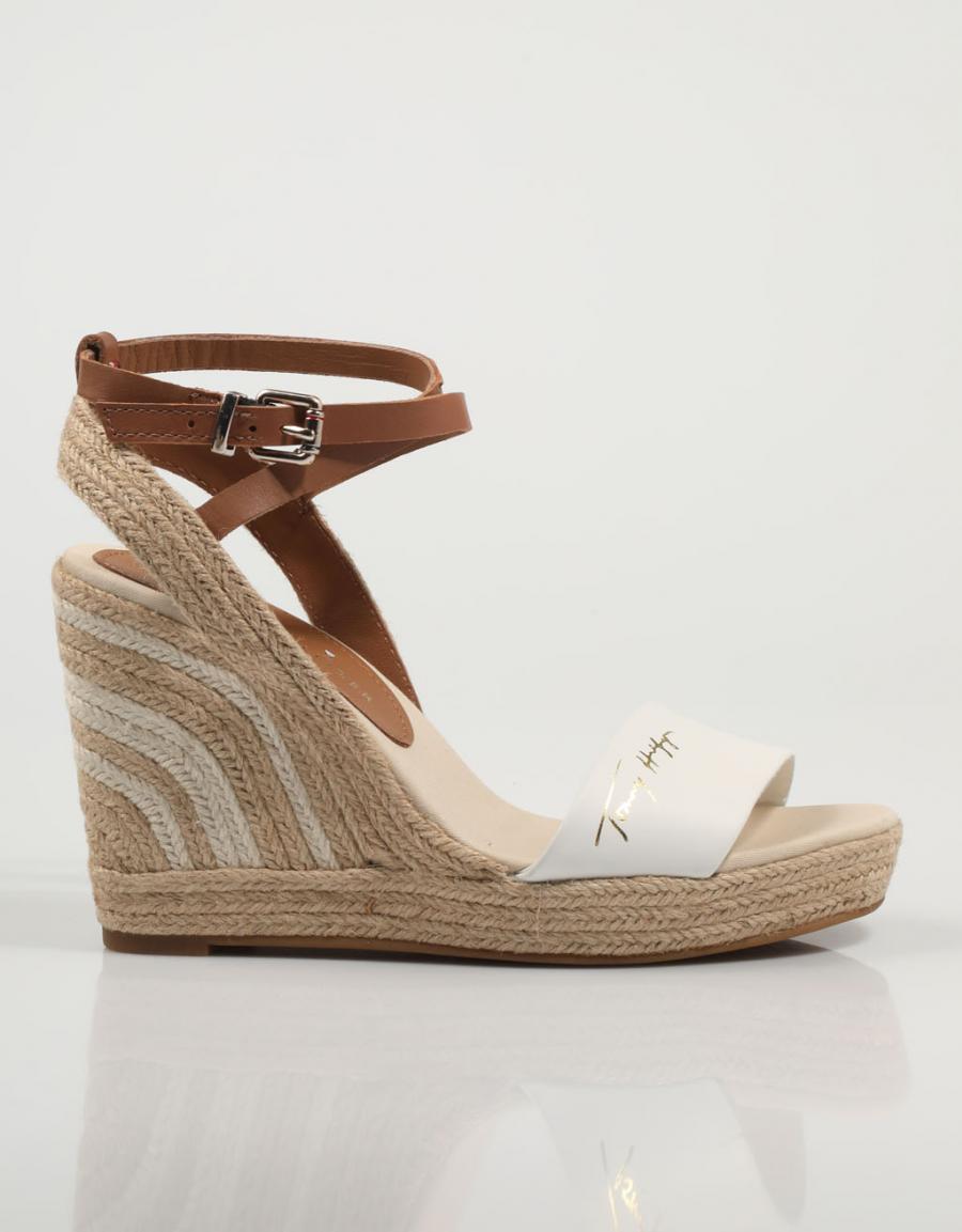 TOMMY HILFIGER Elevated Th Leather Wedge Sandal Blanco