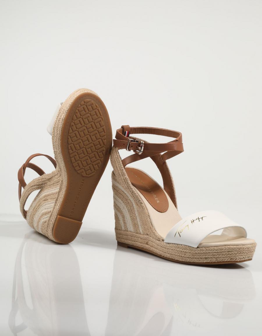 TOMMY HILFIGER Elevated Th Leather Wedge Sandal Branco