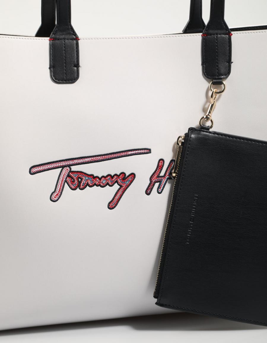 TOMMY HILFIGER Iconic Tommy Tote Signature Blanco