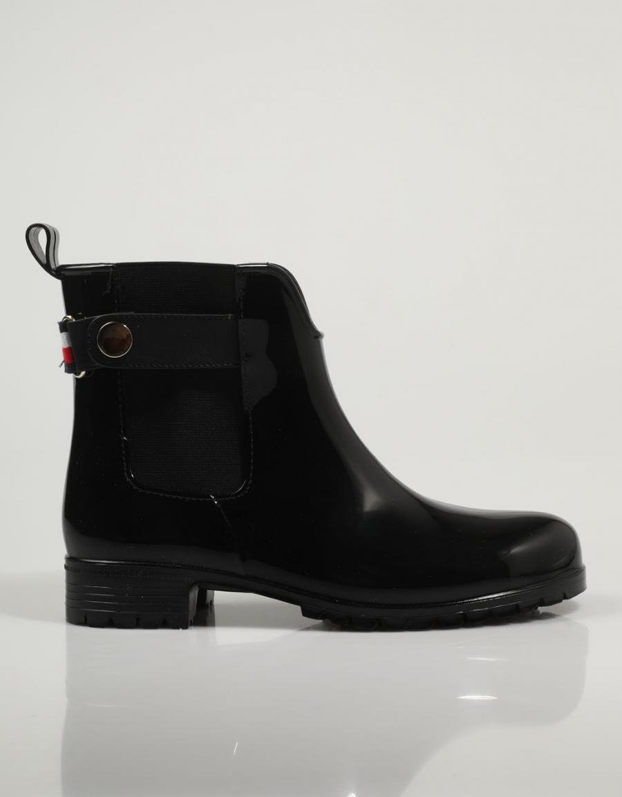 TOMMY HILFIGER Ankle Rainboot With Metal Detail Black