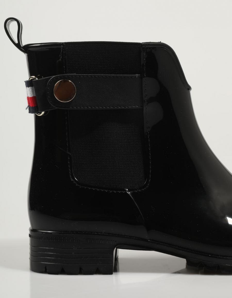 TOMMY HILFIGER Ankle Rainboot With Metal Detail Negro