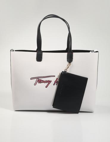 ICONIC TOMMY TOTE SIGNATURE Blanco